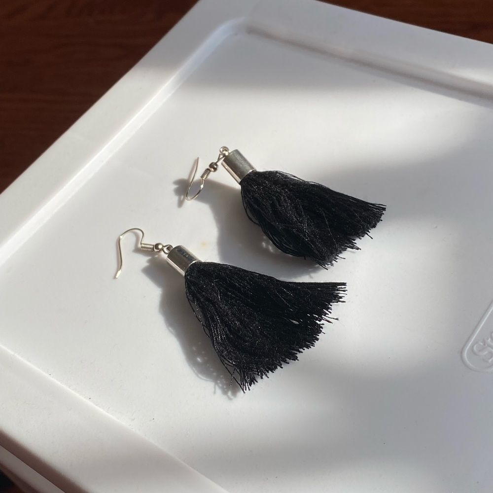 Black Frayed Earrings